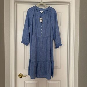 J. Jill Blue Linen Dress